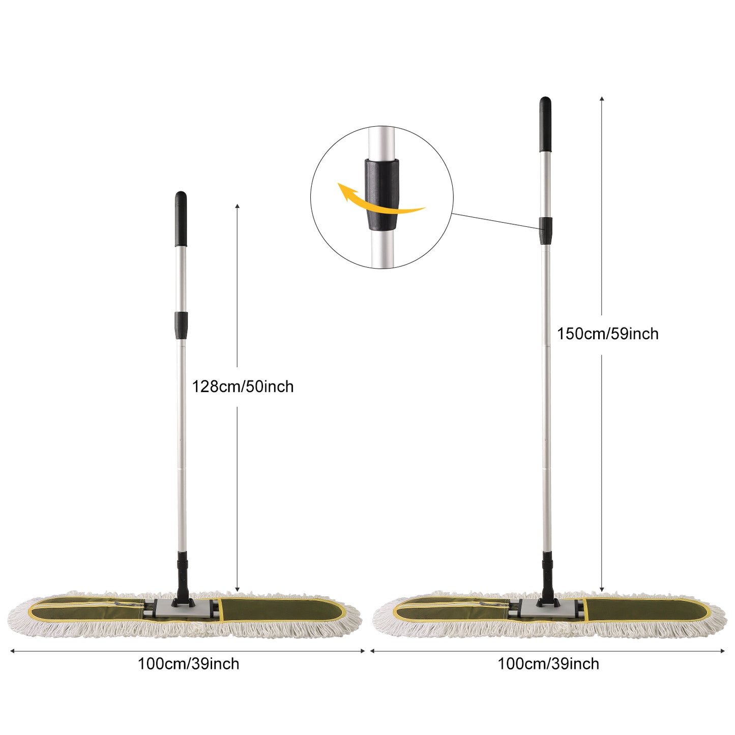 CLEANHOME 36" Commercial Dust Mops for Floor Cleaning Heavy Duty Floor Duster Mop with Long Handle Hotel Gym Household Cleaning Supplies for Hardwood, Tiles, Marble Floors,Green