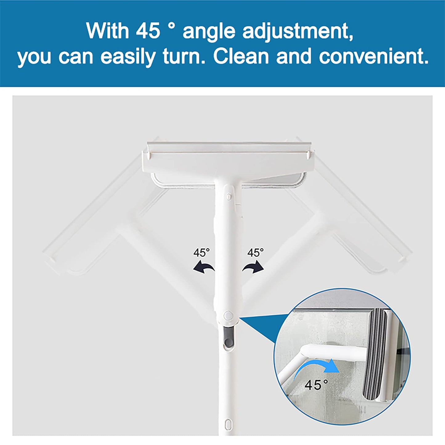 Eyliden Window Squeegee, Patented Water Collection Function, All-Purpose 2-in-1 Window Cleaner, Dual Side Rubber Squeegee & Absorption Sponge for Shower Doors Bathroom Kitchen Mirror and Car Glass