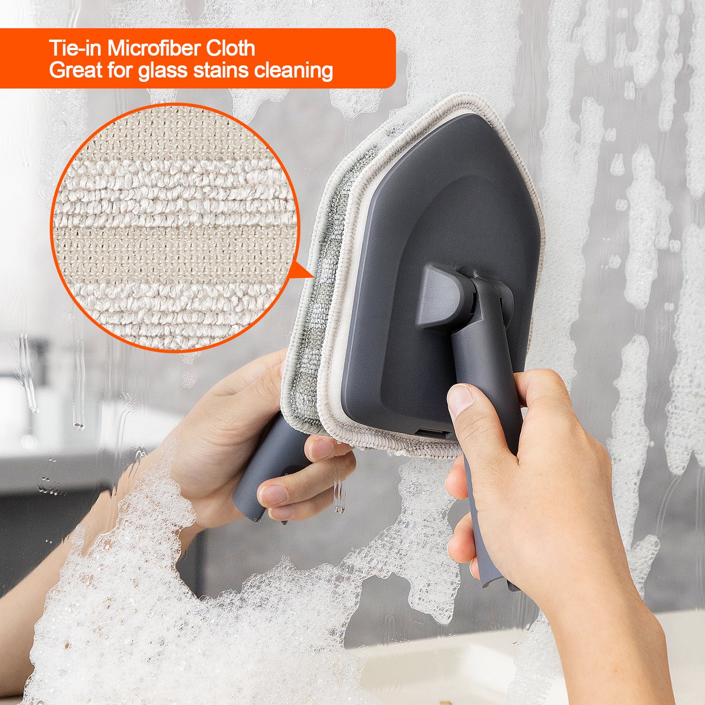 CLEANHOME Tile Tub Scrubber Brush with 3 Different Function Cleaning Heads and 52" Extendable Long Handle-No Scratch Shower Brush for Cleaning Bathroom Kitchen Toilet Wall Sink,Grey
