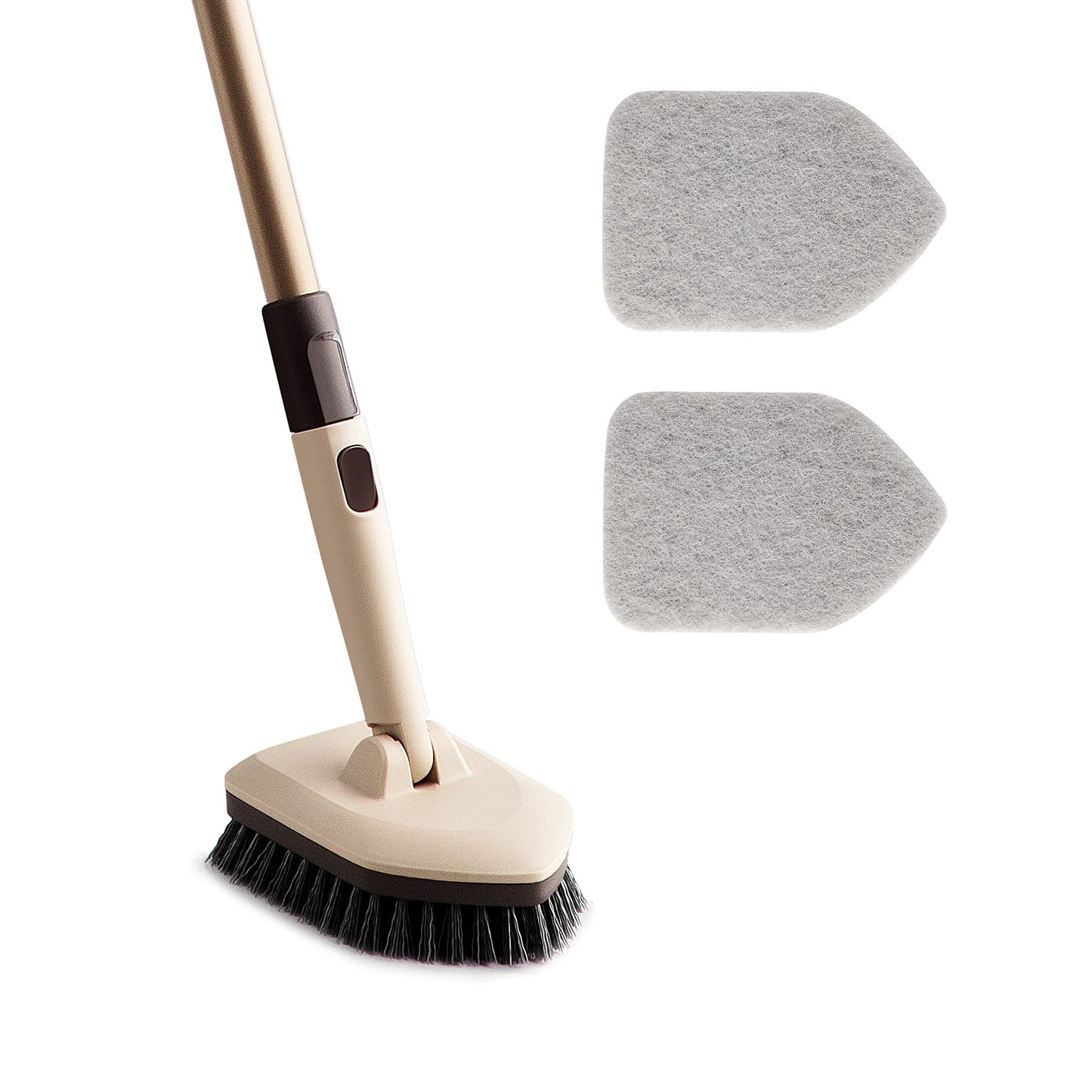 Eyliden Tub Tile Scrubber Brush with Long Handle, 2 in 1 Cleaning Brush - 2 Scouring Pads & 1 Stiff Bristles Brush Head - No Scratch Scrubber Brushes for Bathroom Kitchen Toilet Wall Tub Tile Sink