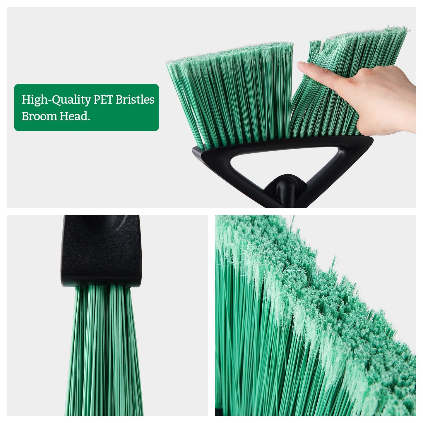 Eyliden Heavy Duty Broom, Commercial Angle Broom with Long Handle, Rough Surface Outdoor Broom for Garages Courtyard Sidewalks Decks, Perfect for Indoor Kitchen Office Lobby Sweeping