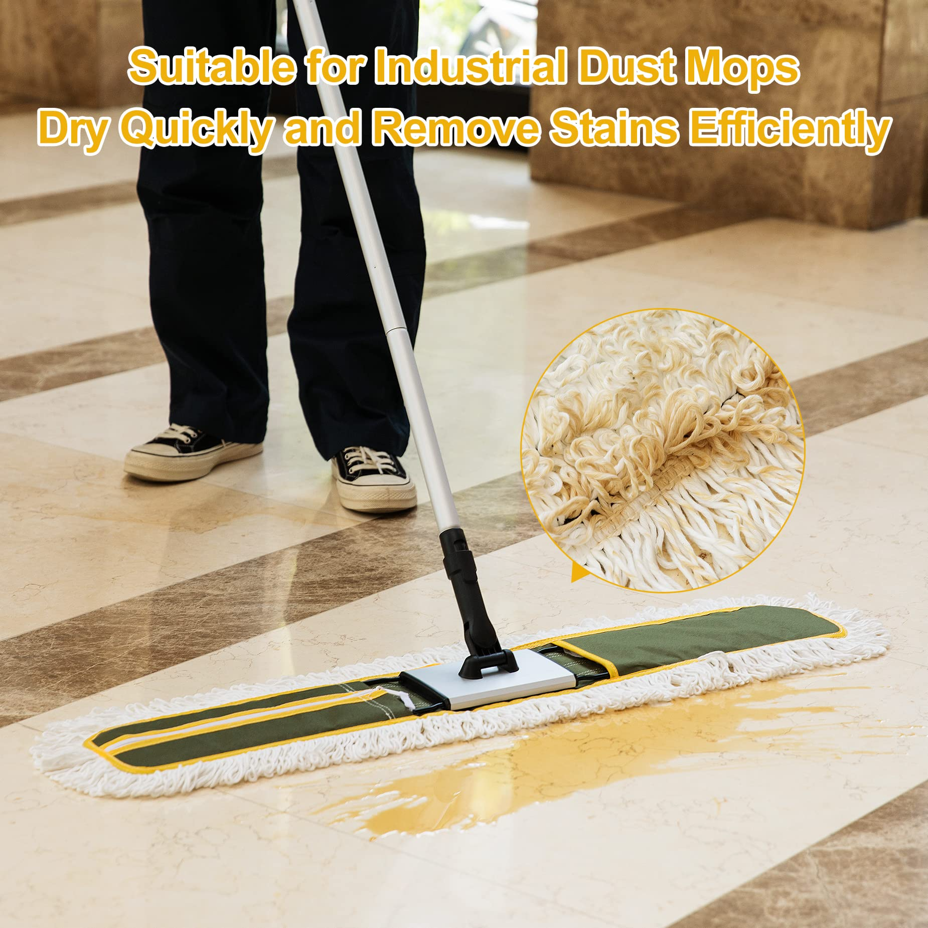 CLEANHOME Dust Mop for Floor Cleaning Microfiber Professional Dry & Wet Flat for