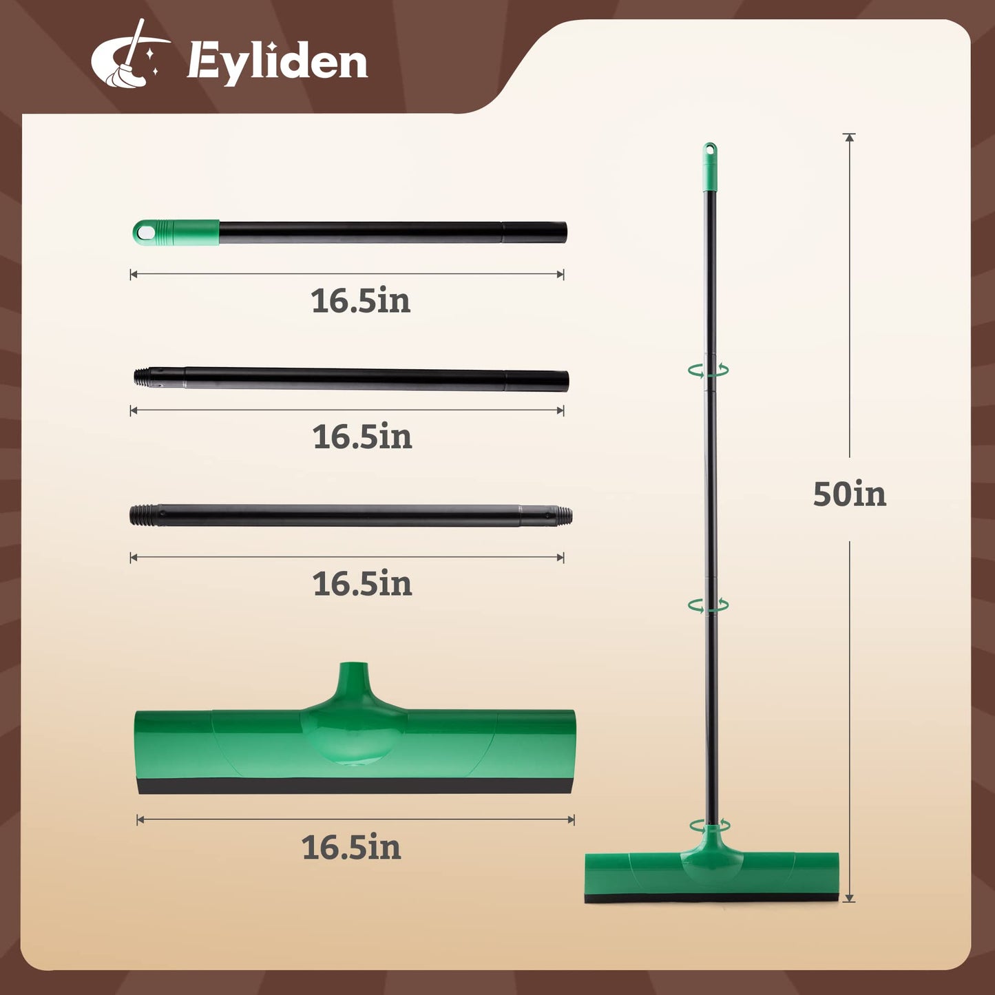 Eyliden Floor Squeegee，56inch Long Handle Foam Squeegee for Shower Bathroom Home Kitchen Tile Pet Hair Glass Window Marble Water Foam Cleaning