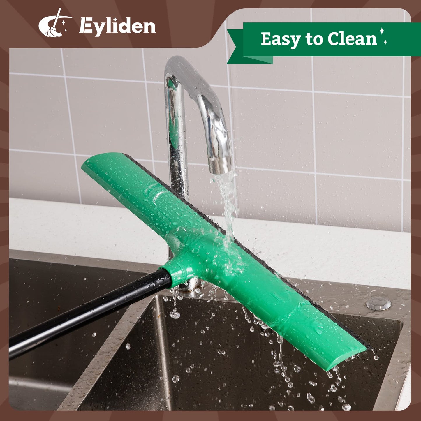 Eyliden Floor Squeegee，56inch Long Handle Foam Squeegee for Shower Bathroom Home Kitchen Tile Pet Hair Glass Window Marble Water Foam Cleaning