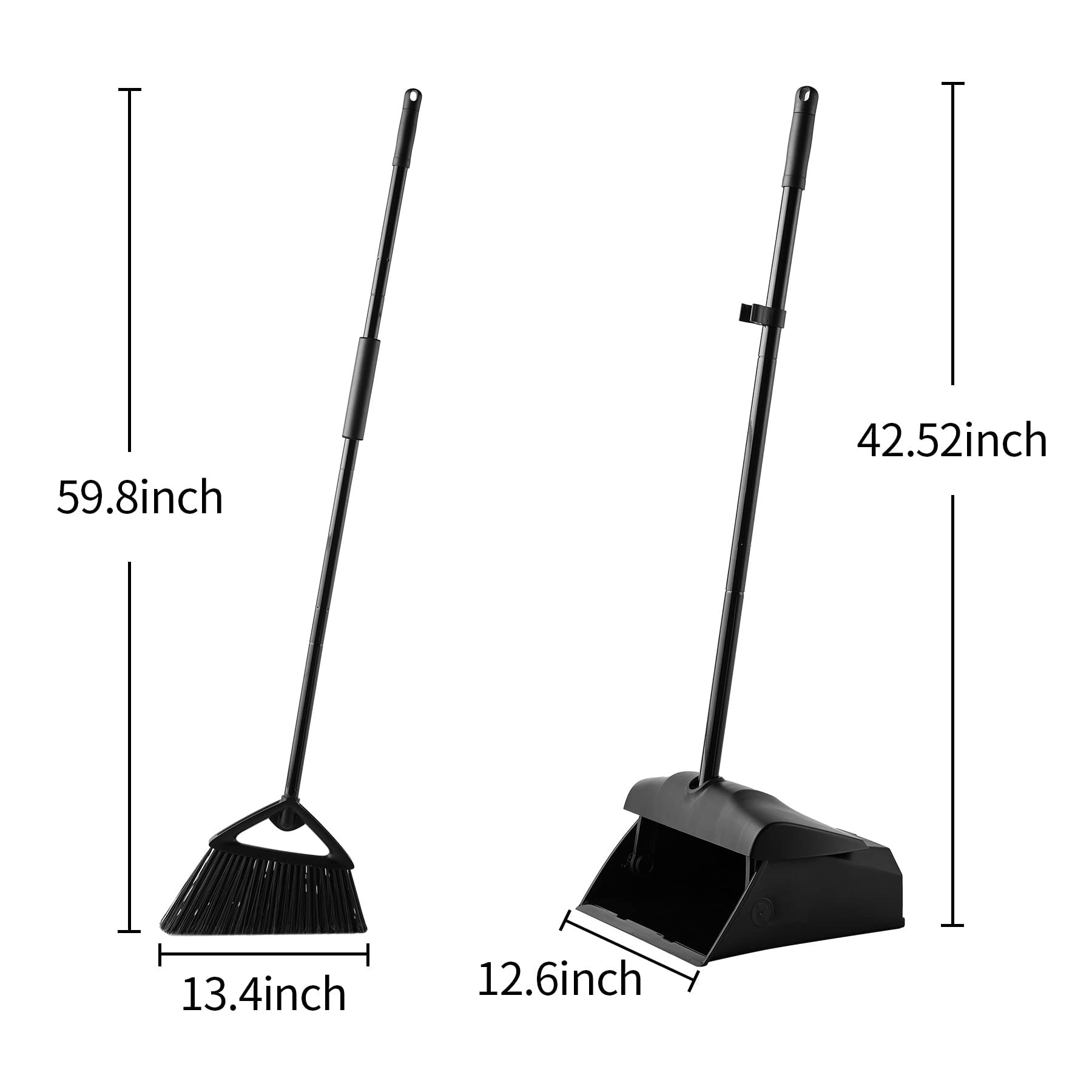 Broom and Dustpan Set for Home, Long Handle Dust Pan and Broom Combo for  Indoor Outdoor Heavy Duty Broom Dustpan Set for Kitchen Lobby Office  Upright